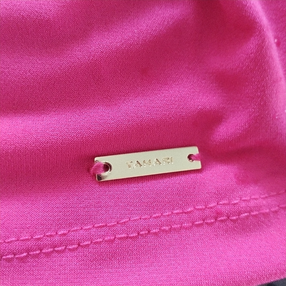 Tahari Pink Sleeveless Faux Wrap Side Buckle Top M - Picture 4 of 11
